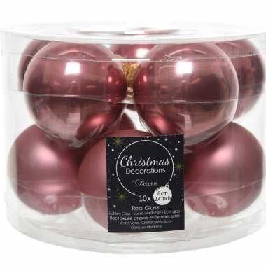 10x oud roze glazen kerstballen 6 cm glans en mat