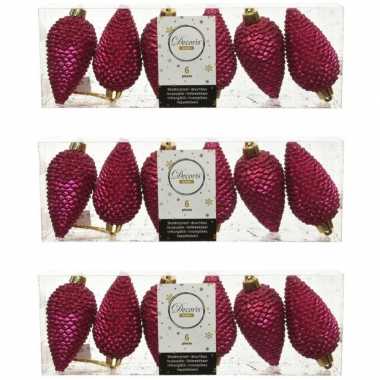 18x bessen roze dennenappels kersthangers 8 cm kunststof
