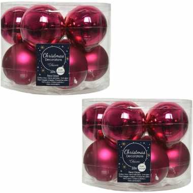 20x bessen roze glazen kerstballen 6 cm glans en mat