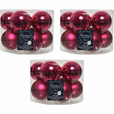 30x bessen roze glazen kerstballen 6 cm glans en mat