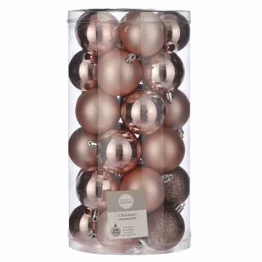 30x kunststof kerstballen lichtroze 6 cm