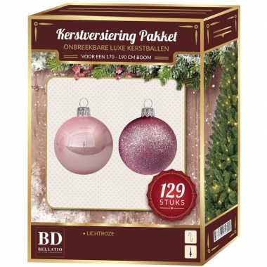 Complete kerstballen set lichtroze voor 180 cm kerstboom