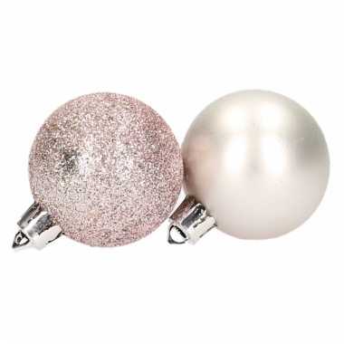 Kerstballenset roze 2 soorten