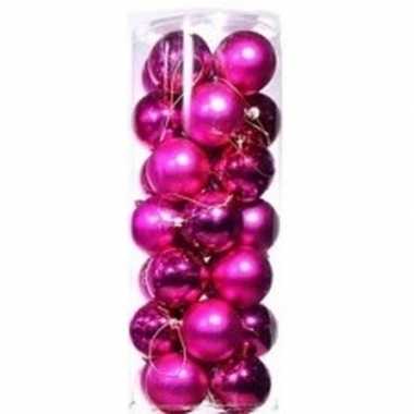 Roze mini kerstballen 28 stuks