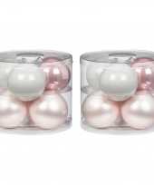 12x noble rose mix roze witte glazen kerstballen 10 cm glans en mat