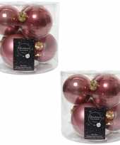12x oud roze glazen kerstballen 8 cm glans en mat