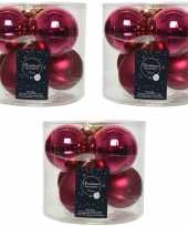 18x bessen roze glazen kerstballen 8 cm glans en mat