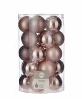 25x kunststof kerstballen lichtroze 8 cm
