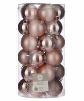 30x kunststof kerstballen lichtroze 6 cm