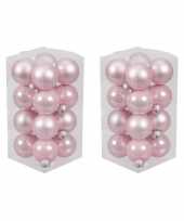 32x roze kleine glazen kerstballen 3 5 cm mat glans