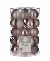 34x kunststof kerstballen lichtroze 4 cm