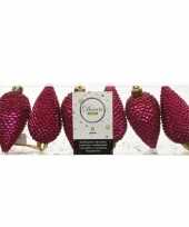 6x bessen roze dennenappels kersthangers 8 cm kunststof