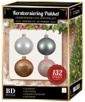 Complete kerstballen set champagne wit mintgroen lichtroze voor 180 cm kerstboom