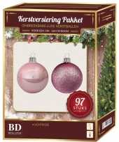 Complete kerstballen set lichtroze voor 150 cm kerstboom
