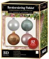 Complete kerstballen set wit beige mintgroen lichtroze voor 150 cm kerstboom
