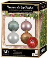 Complete versiering set wit lichtroze mintgroen beige voor 150 cm kerstboom