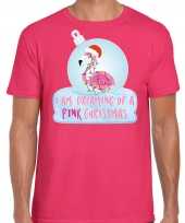 Flamingo kerstbal shirt kerst outfit i am dreaming of a pink christmas roze voor heren