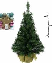 Kantoor bureau kerstboom compleet met decoratie goud fuchsia