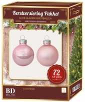 Kerstboomversiering kerstballen set roze 72 stuks