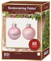 Kerstboomversiering kerstballen set roze 88 stuks