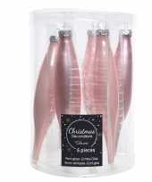 Roze kerstballen pegels glas 6 stuks